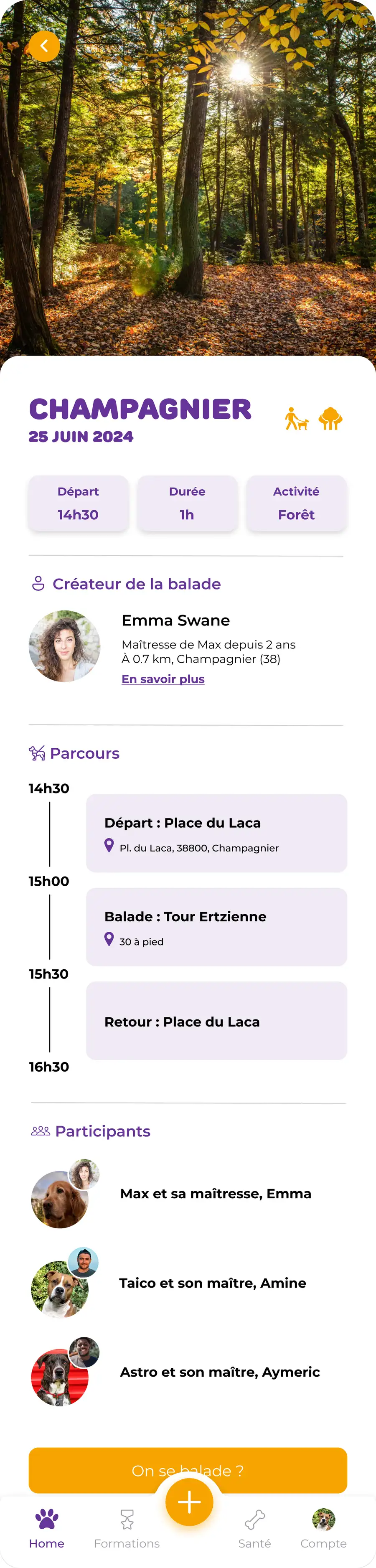 Suivi d'une balade en cours avec votre chien